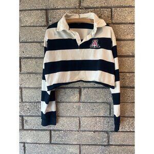 University Of Arizona Cropped Rugby Shirt By Hype & Vice Striped Navy & White Si
